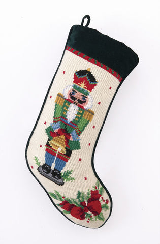 Holiday Nutcracker Melody BELL Needlepoint Stocking - 11" x 18"