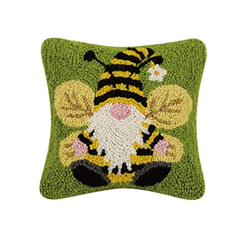 Yellow and black lab hooked wool pillow.