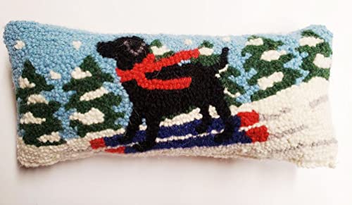 Dog in red truck wool pillow.