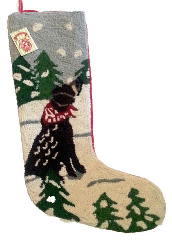 Amélie Home Needlepoint Christmas Stocking 18” Sledding Dog Cat Snowflakes  Christmas Trees Embroidered Xmas Stockings Vintage Handcrafted Holiday Home